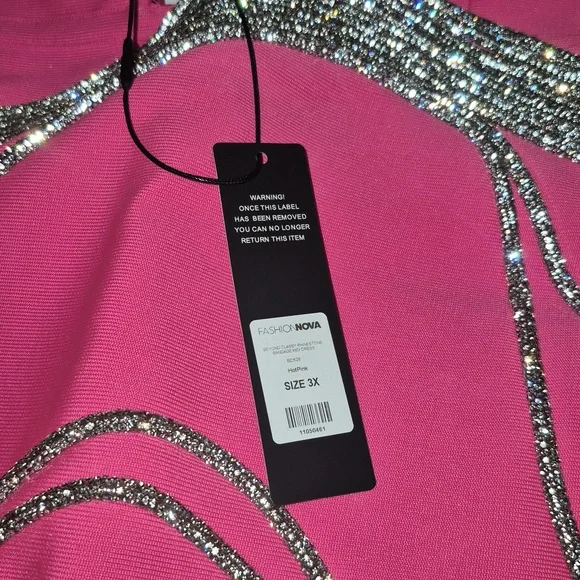 Fashion Nova Strapless Pink Dress with Silver Details - Picture 2 of 7